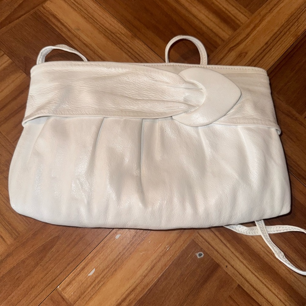 Elegant White Leather Clutch